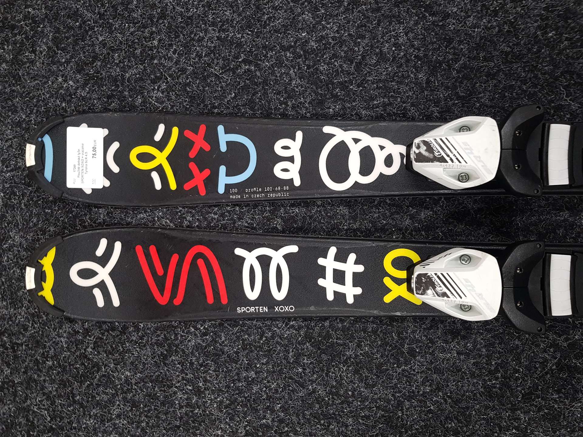 Použité detské lyže SPORTEN XOXO + viazanie Tyrolia SLR 4,5