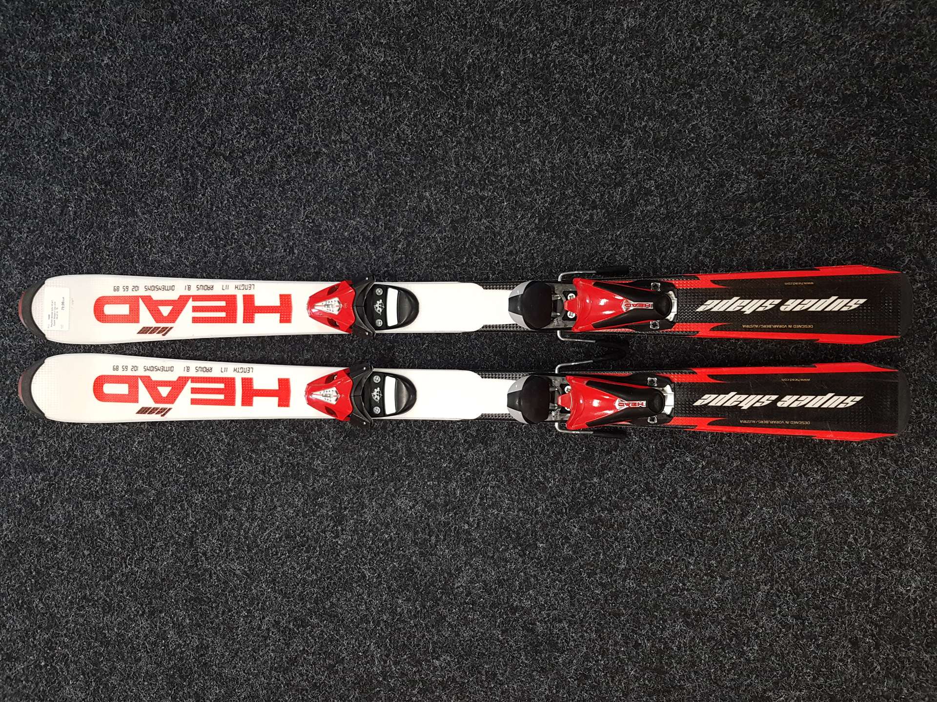 Použité detské lyže HEAD Super Shape + viazanie Head SL 75