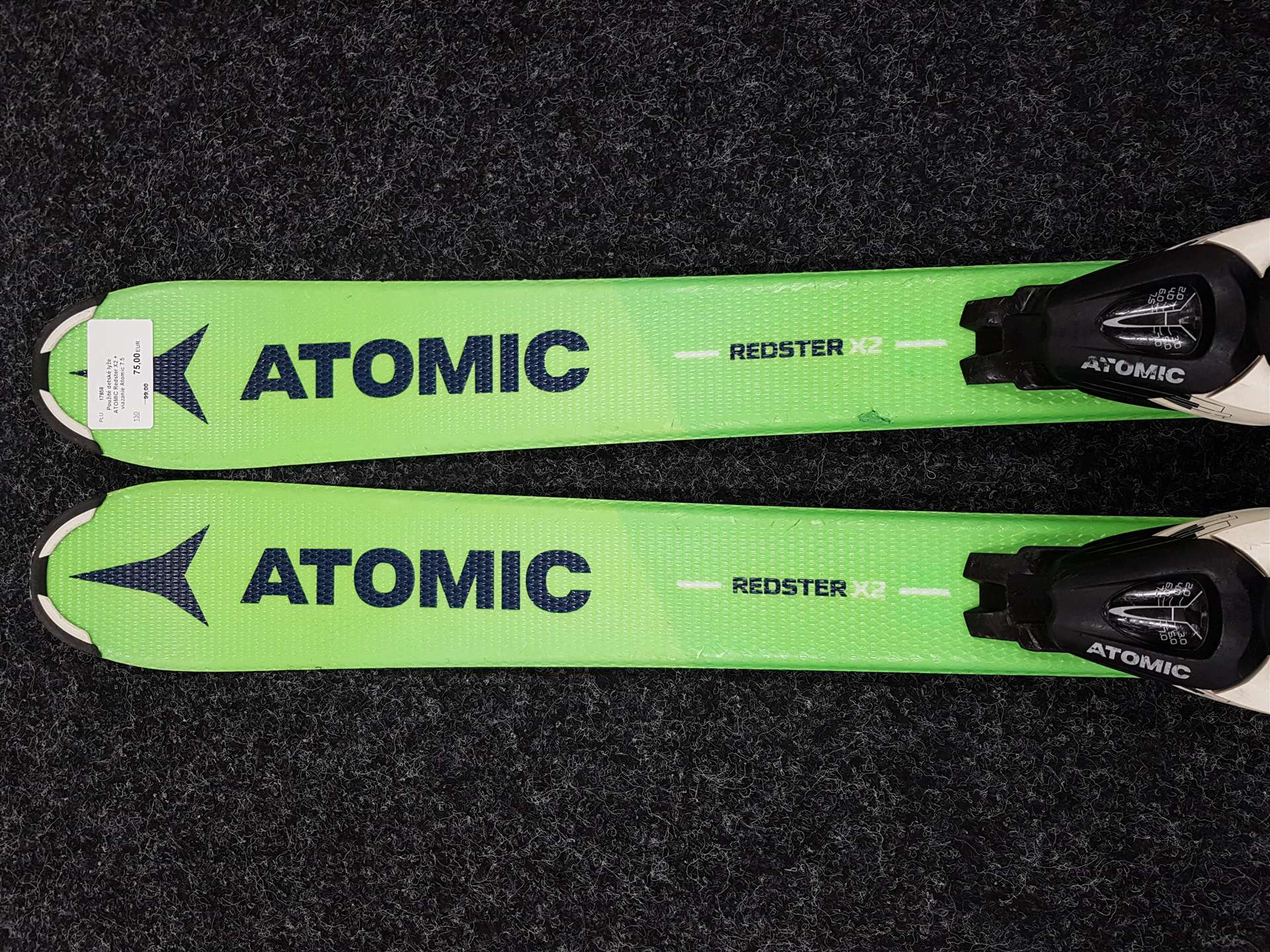 Použité detské lyže ATOMIC Redster X2 + viazanie Atomic 7.5