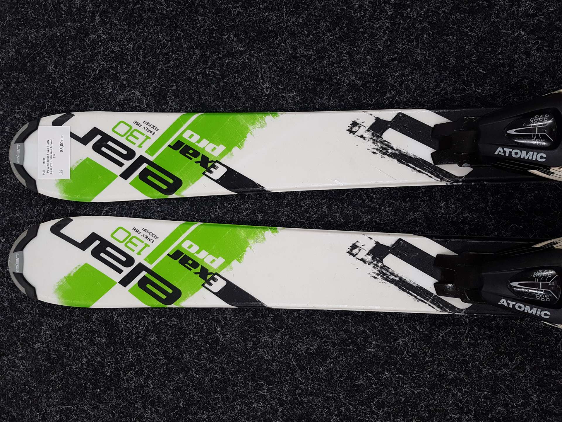 Použité detské lyže ELAN Exar Pro + viazanie Atomic 7.5