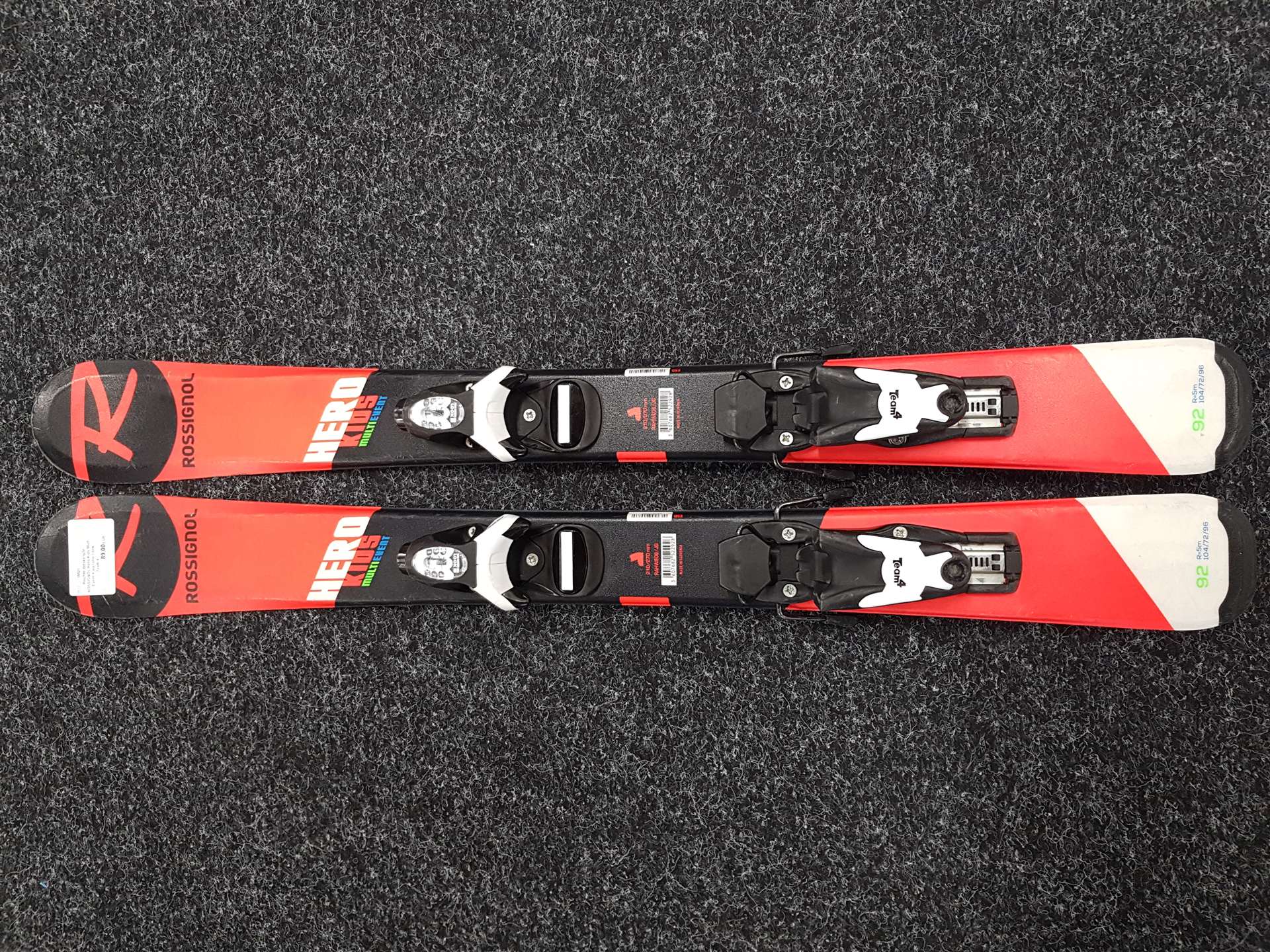 Použité detské lyže ROSSIGNOL Hero Kids Multi Event + viazanie Look Team 4