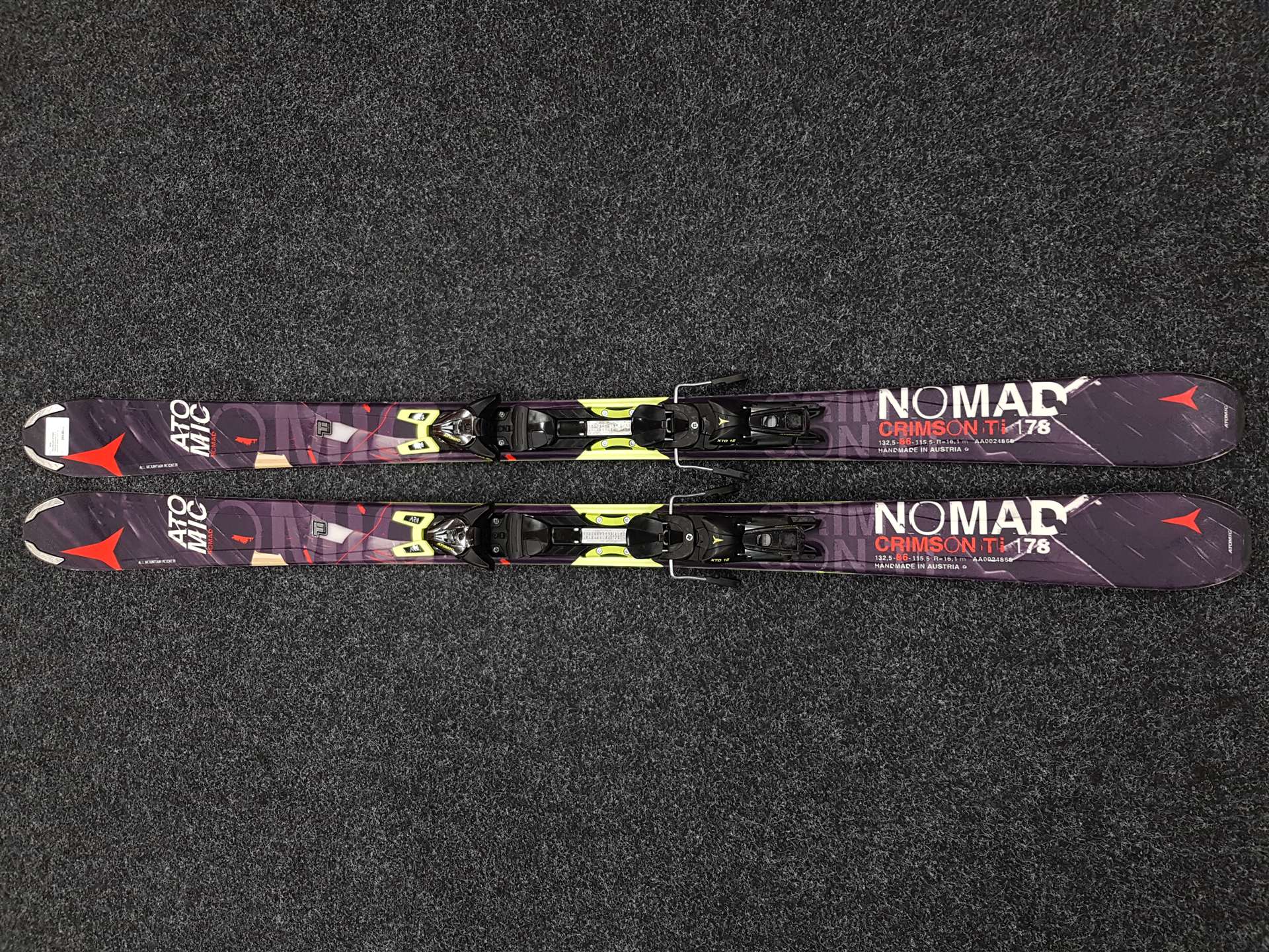 Použité lyže ATOMIC Nomad Crimson Ti + viazanie Atomic XTO 12