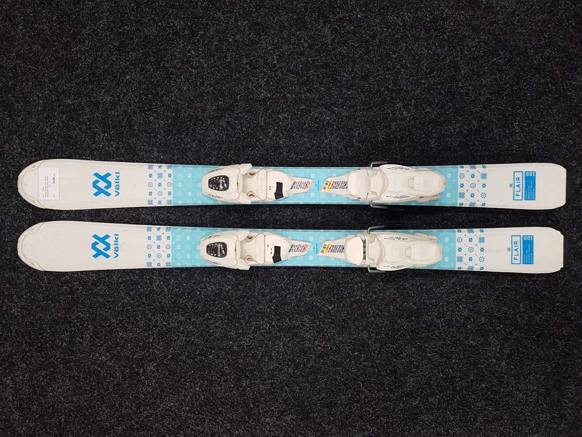 Použité detské lyže VOLKL JR FLAIR + viazanie Marker 4,5