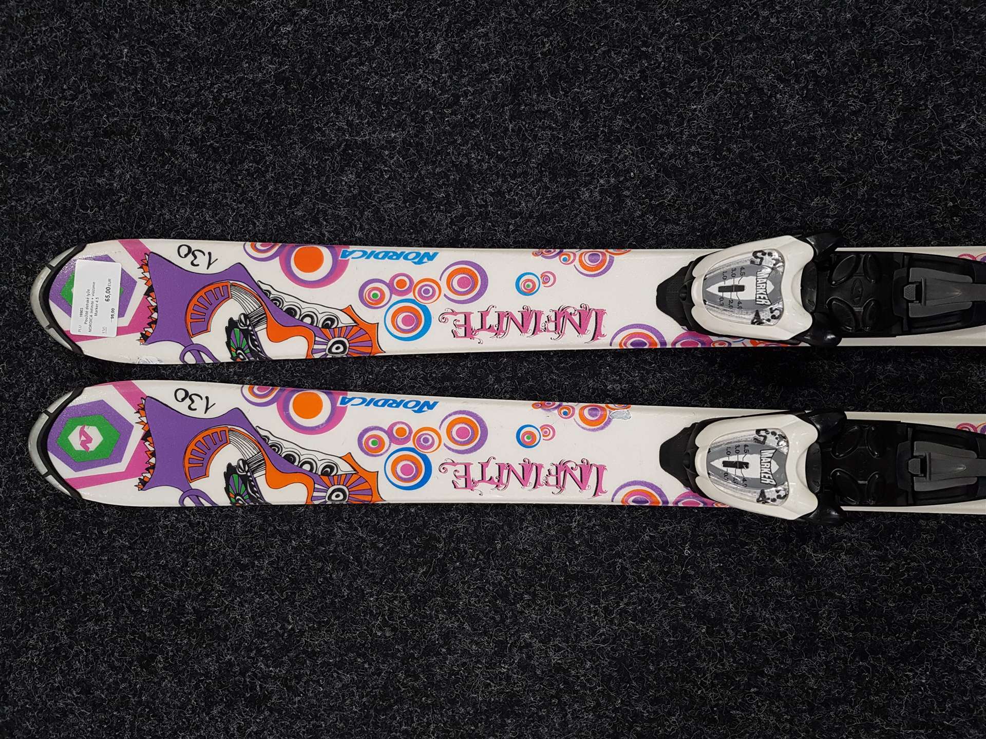 Použité detské lyže NORDICA Infinite + viazanie Marker 4.5