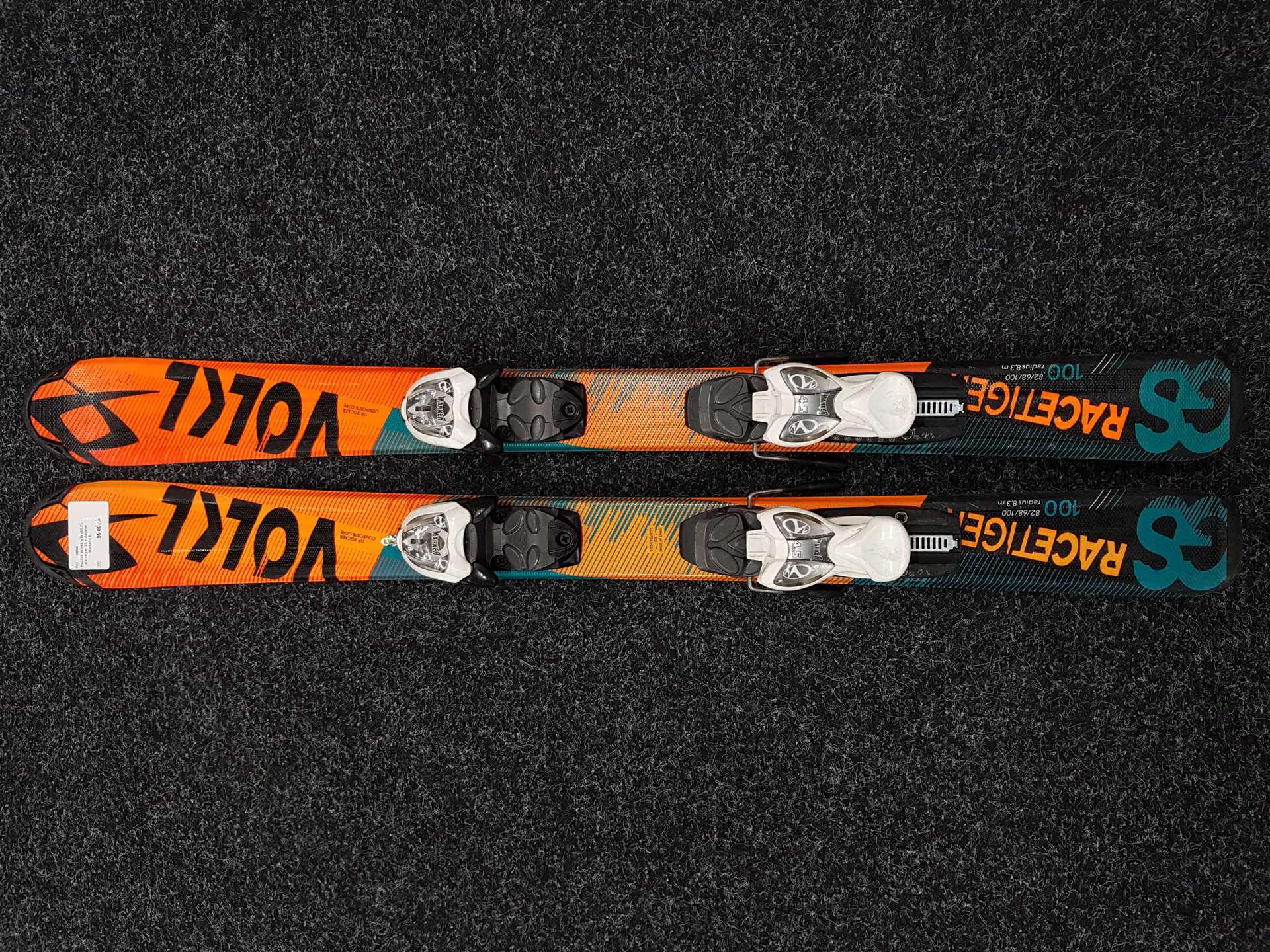 Použité detské lyže VOLKL Racetiger GS + viazanie Marker 4.5