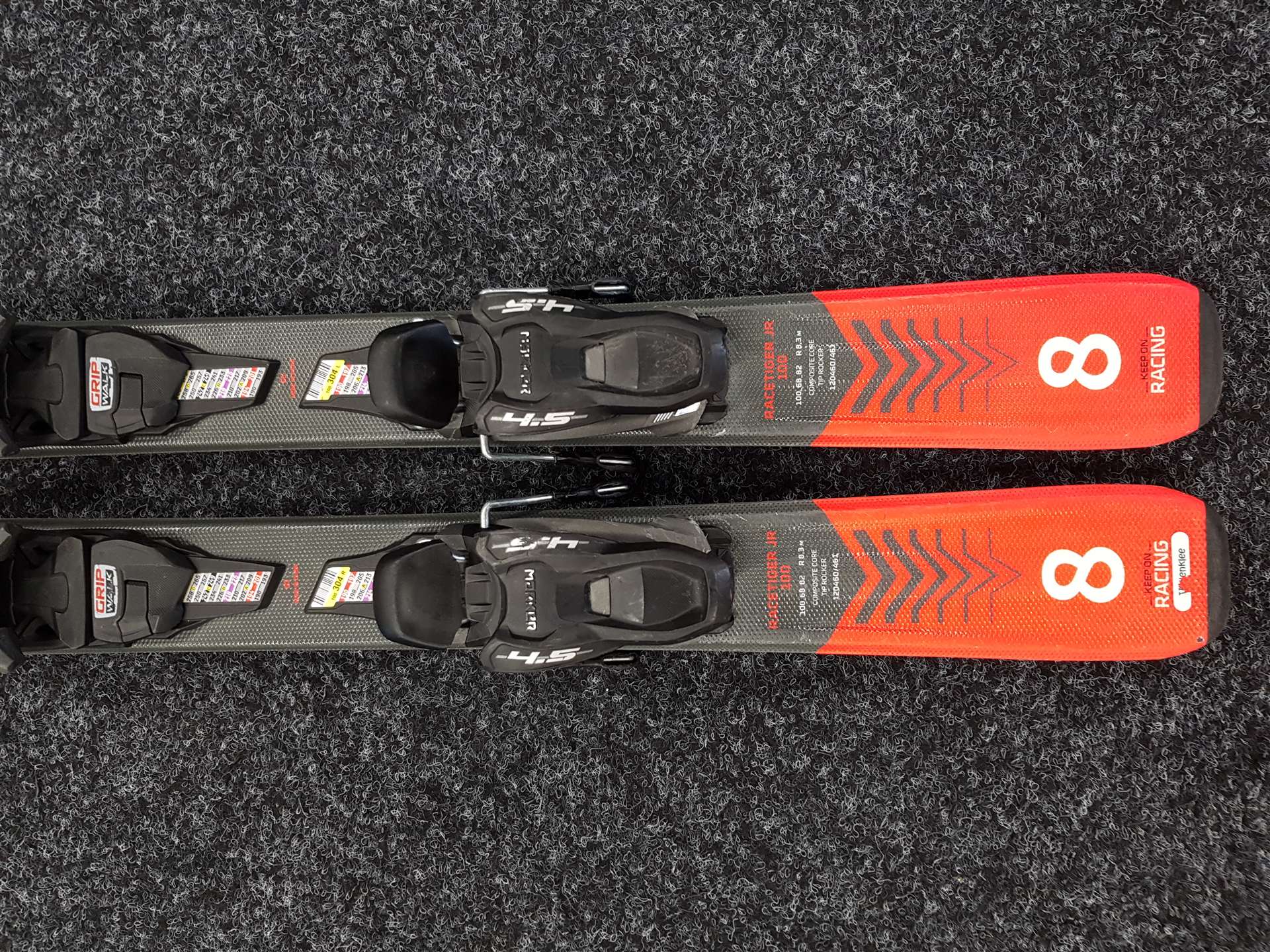 Použité detské lyže VOLKL Racetiger JR + viazanie Marker 4.5