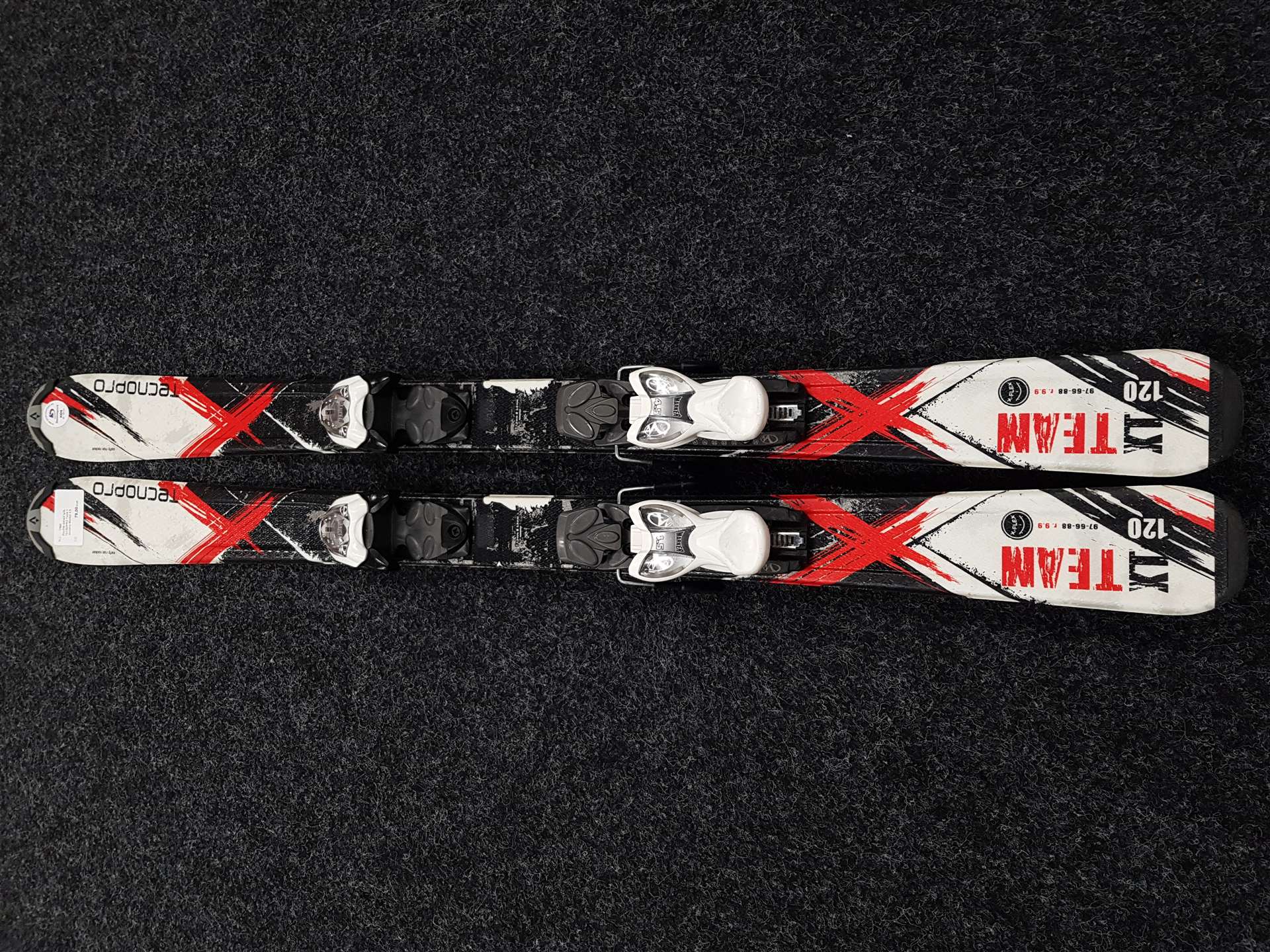 Použité detské lyže TECNOPRO Team + viazanie Marker 4.5