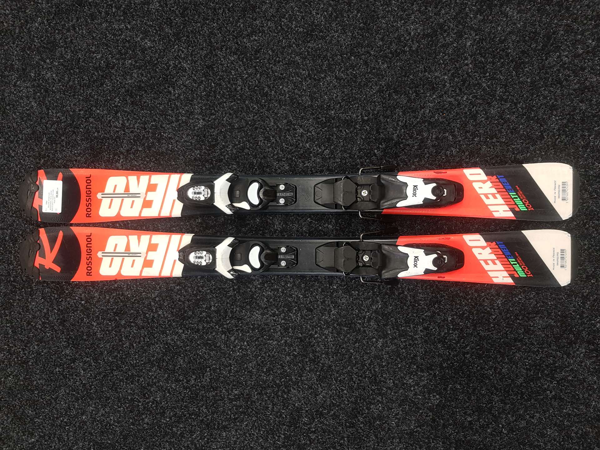 Použité detské lyže ROSSIGNOL Hero Junior Multi Event + viazanie Look Kidx 4,5
