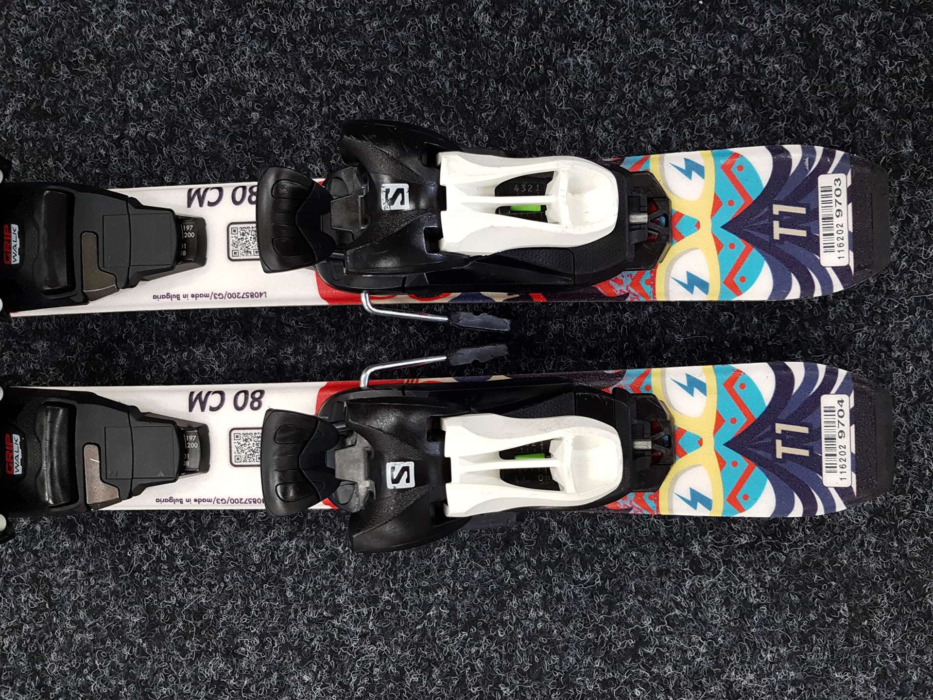 Použité detské lyže SALOMON T1 + viazanie Salomon 5