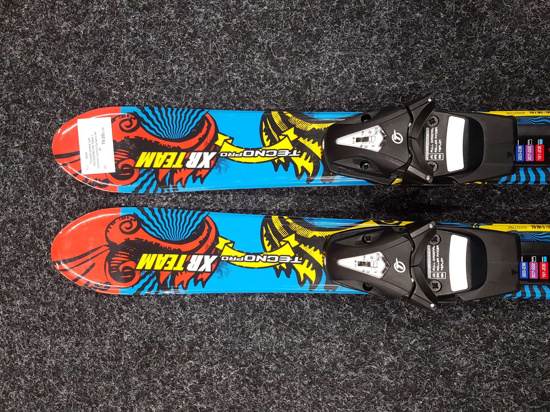 Použité detské lyže TECNOPRO XR Team + viazanie Tyrolia Sympro SP 45