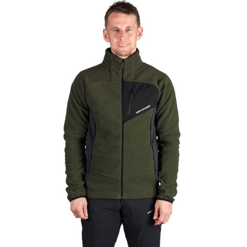 Pánska flisová mikina NORTHFINDER JEDRZEJ black dark/green