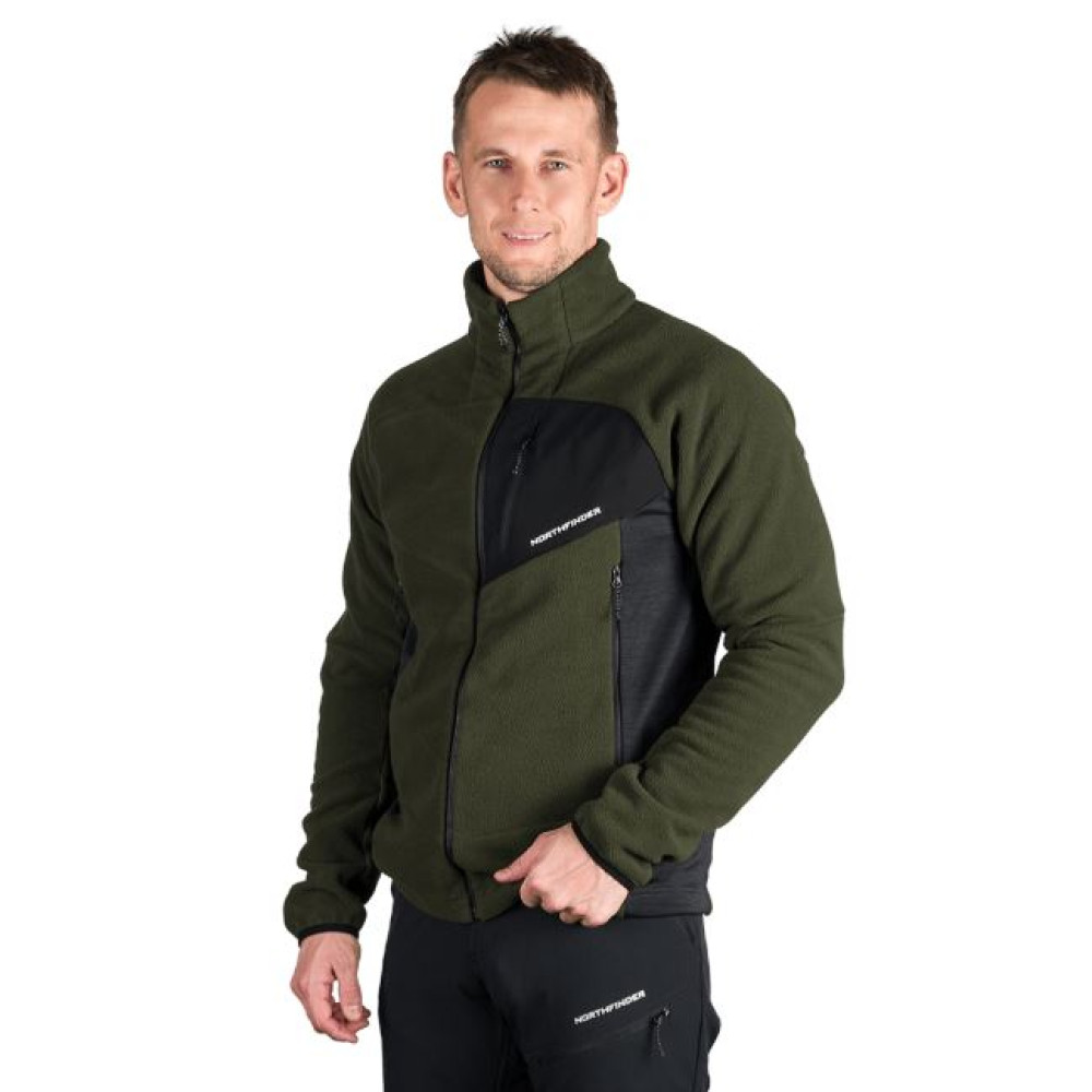 Pánska flisová mikina NORTHFINDER JEDRZEJ black dark/green