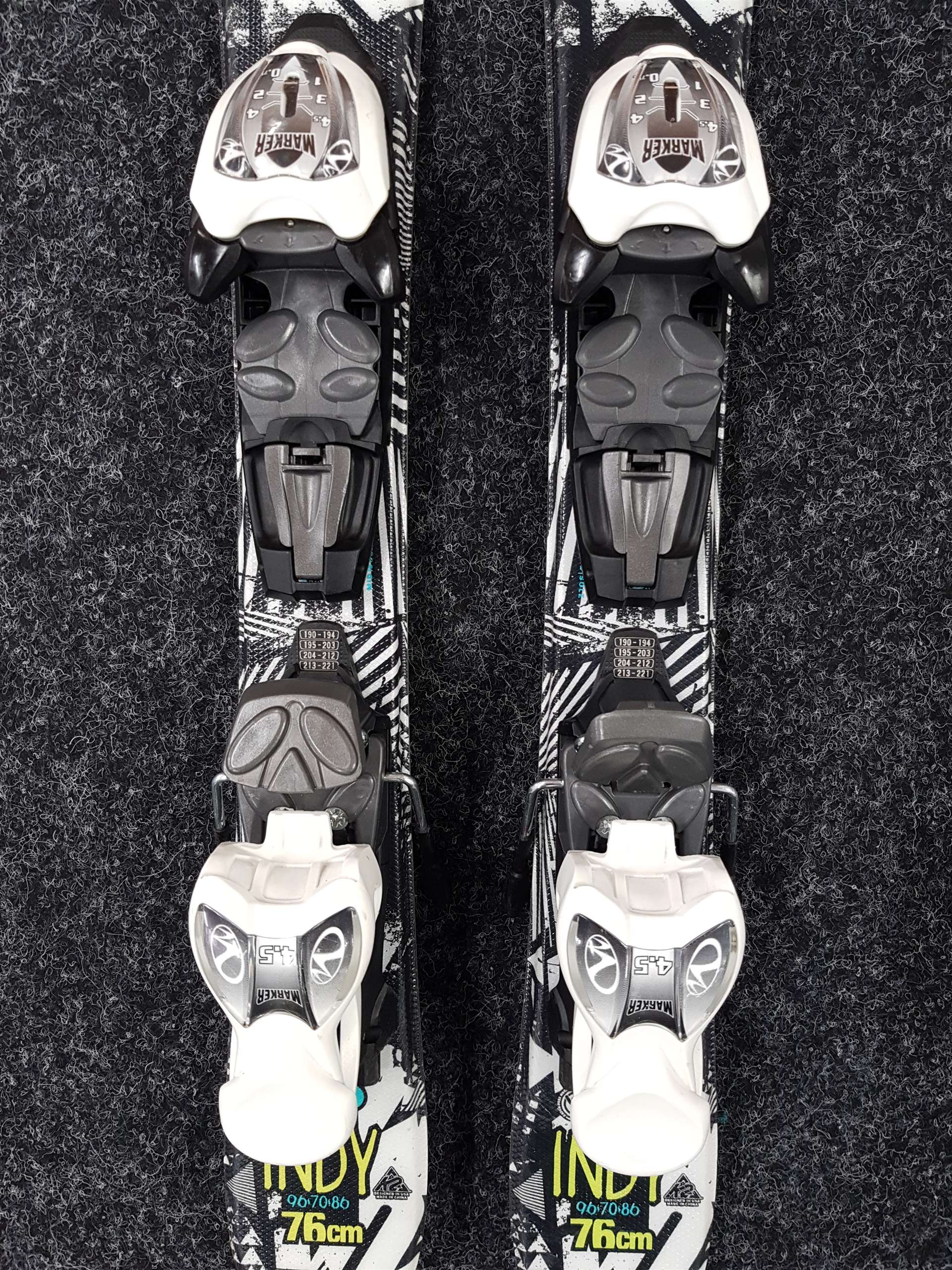 Použité detské lyže K2 Indy + viazanie Marker 4,5