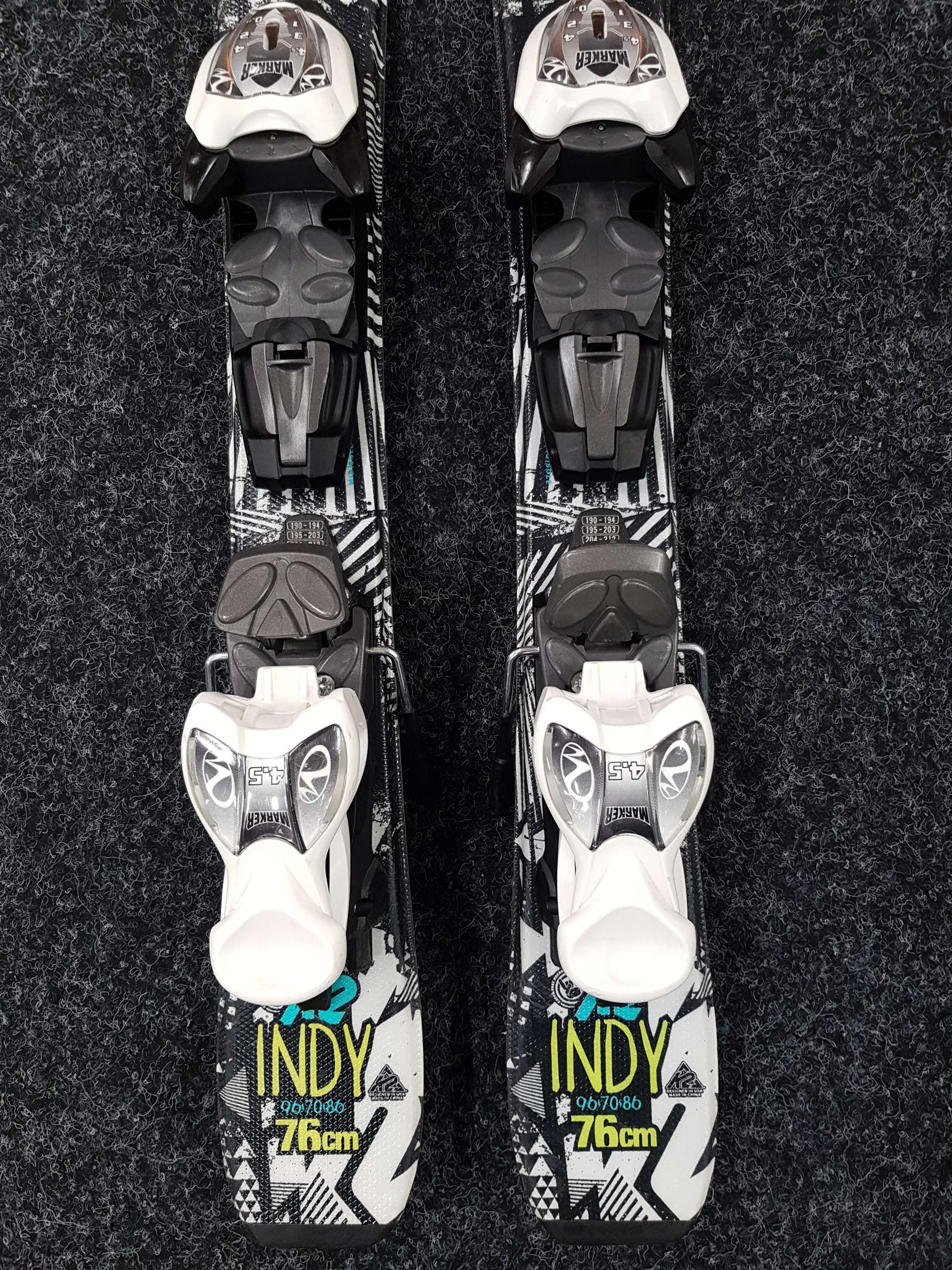Použité detské lyže K2 Indy + viazanie Marker 4,5