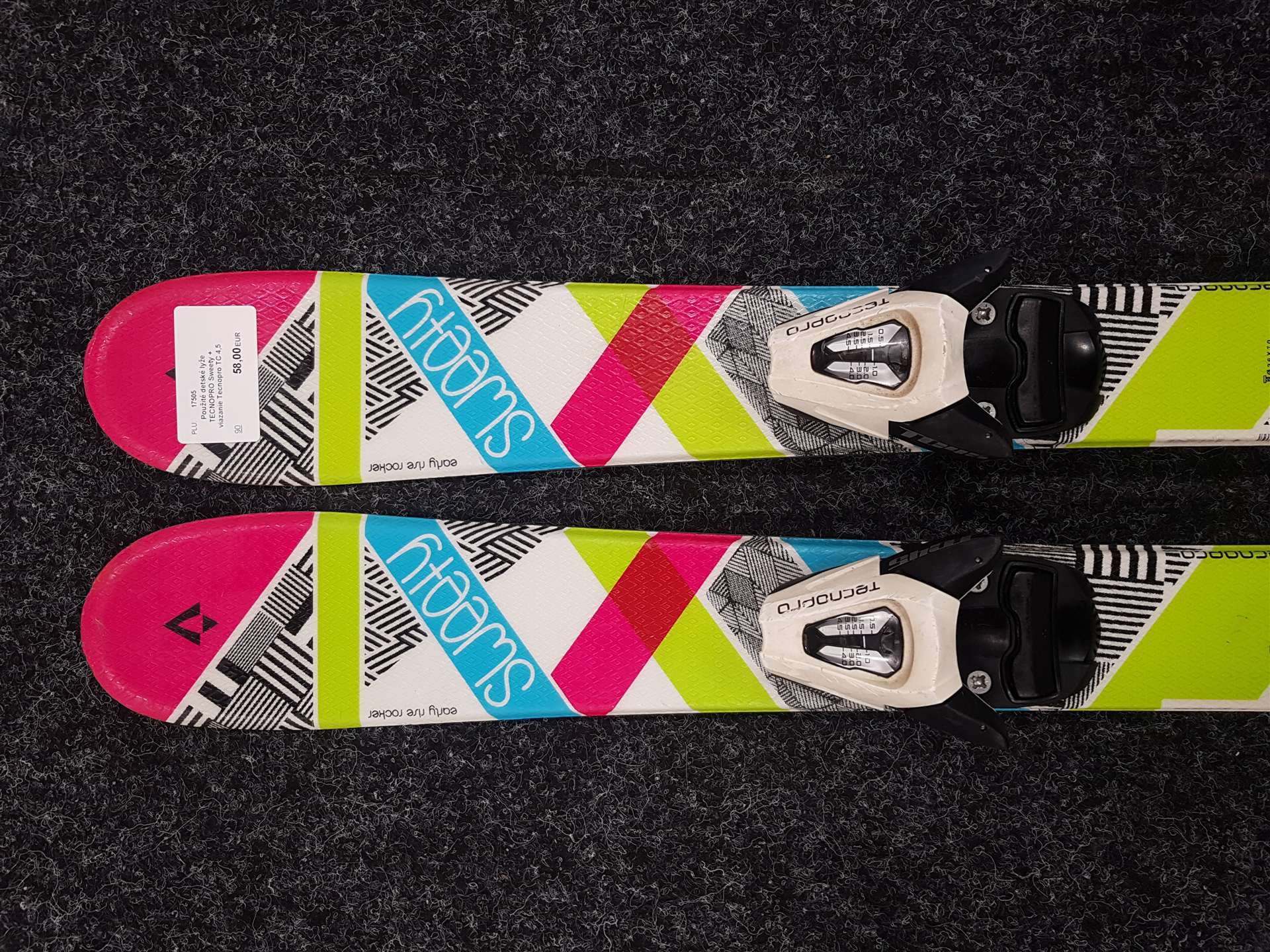 Použité detské lyže TECNOPRO Sweety + viazanie Tecnopro TC 4,5