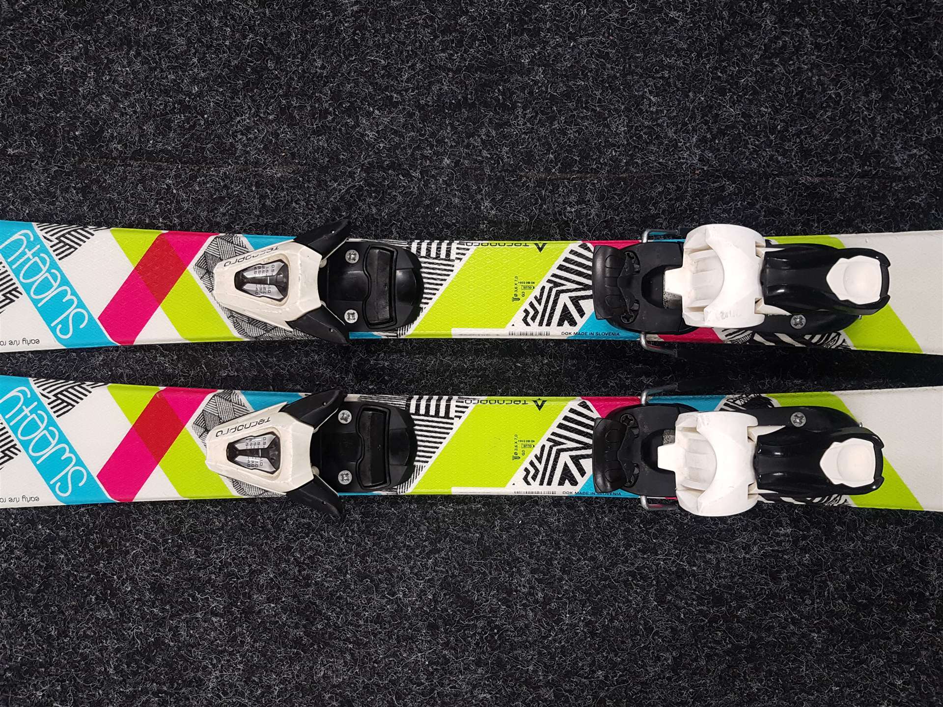 Použité detské lyže TECNOPRO Sweety + viazanie Tecnopro TC 4,5