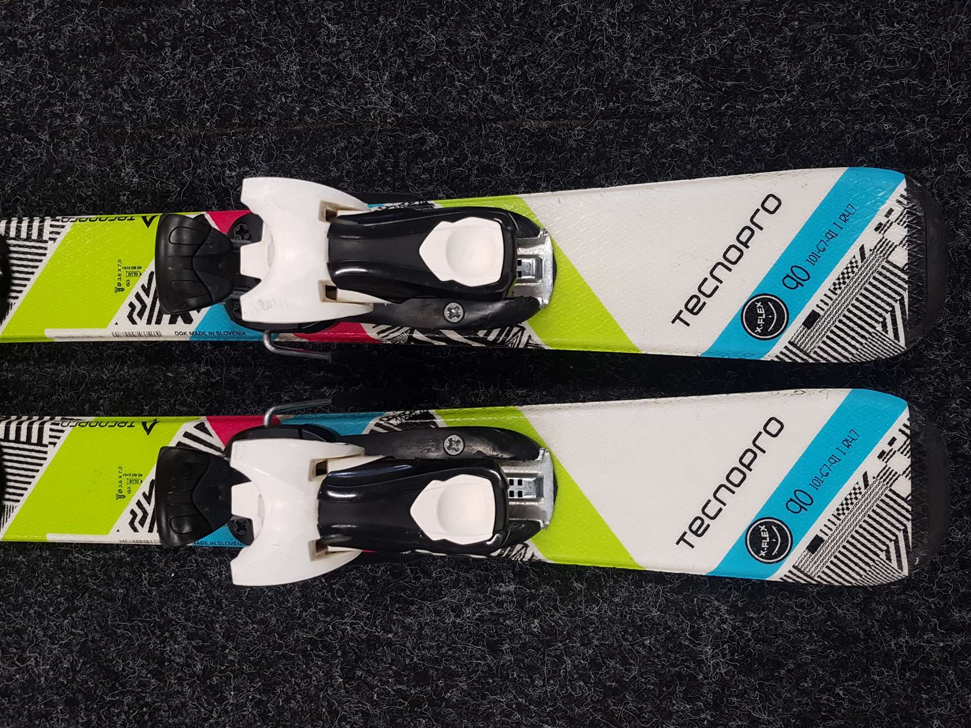 Použité detské lyže TECNOPRO Sweety + viazanie Tecnopro TC 4,5