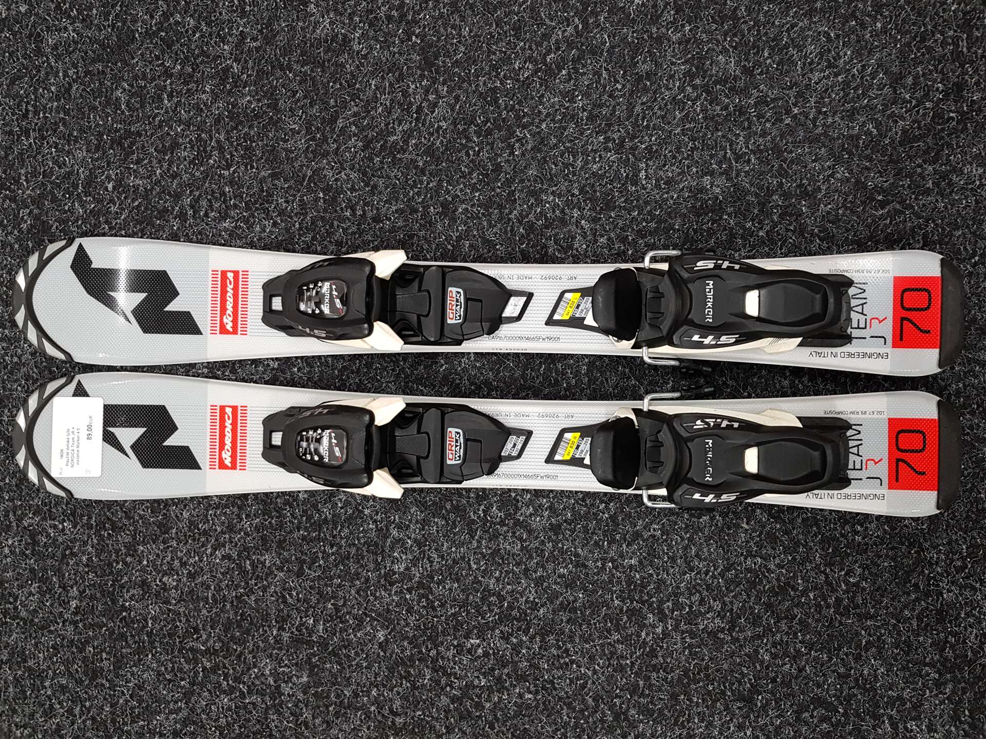Použité detské lyže NORDICA Team JR + viazanie Marker 4.5