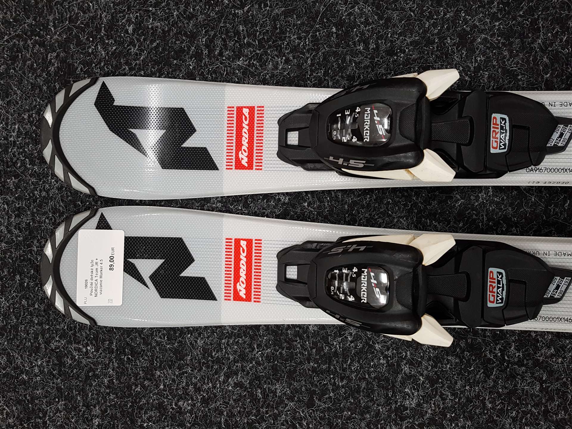 Použité detské lyže NORDICA Team JR + viazanie Marker 4.5