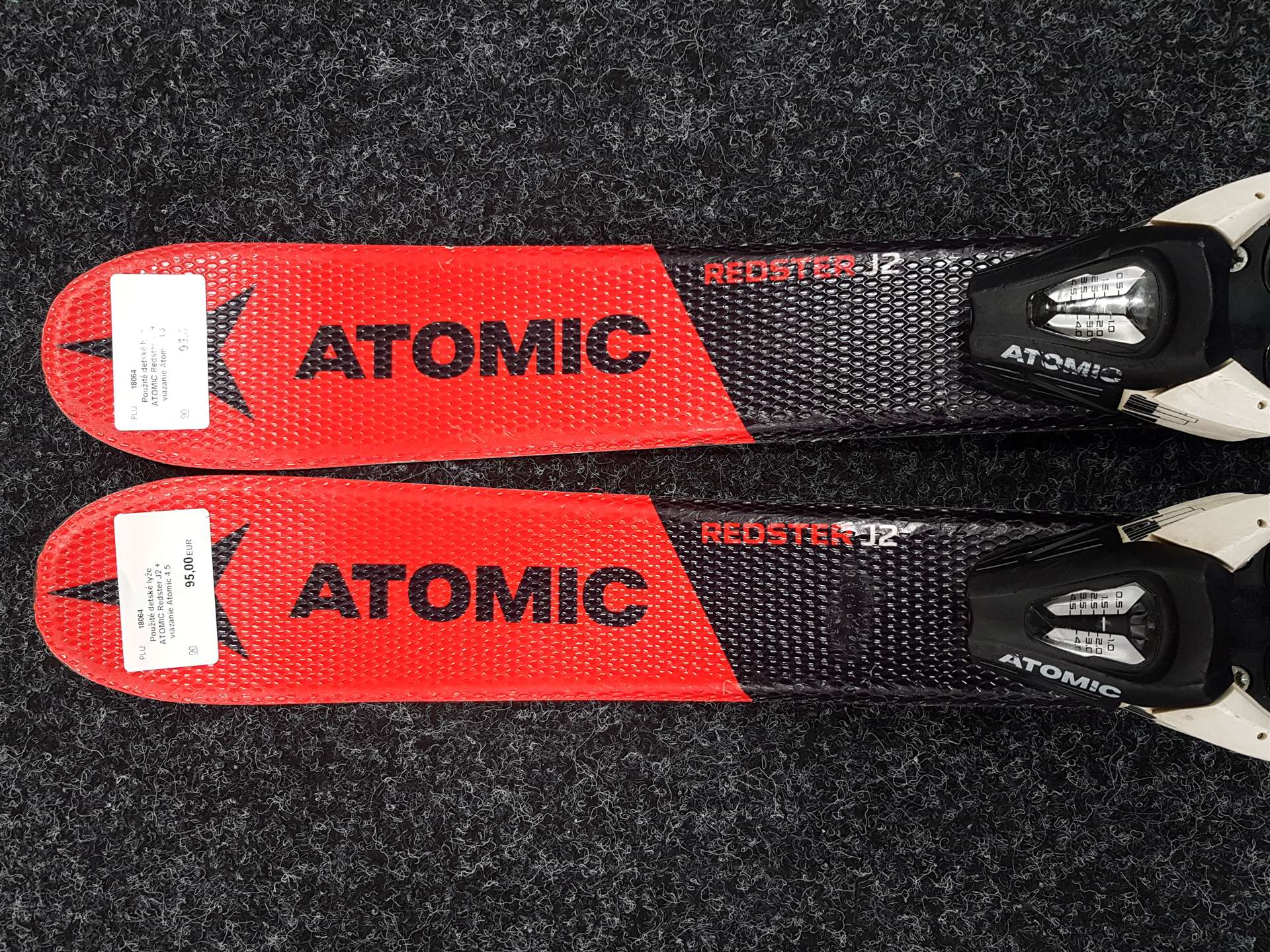 Použité detské lyže ATOMIC Redster J2 + viazanie Atomic 4.5