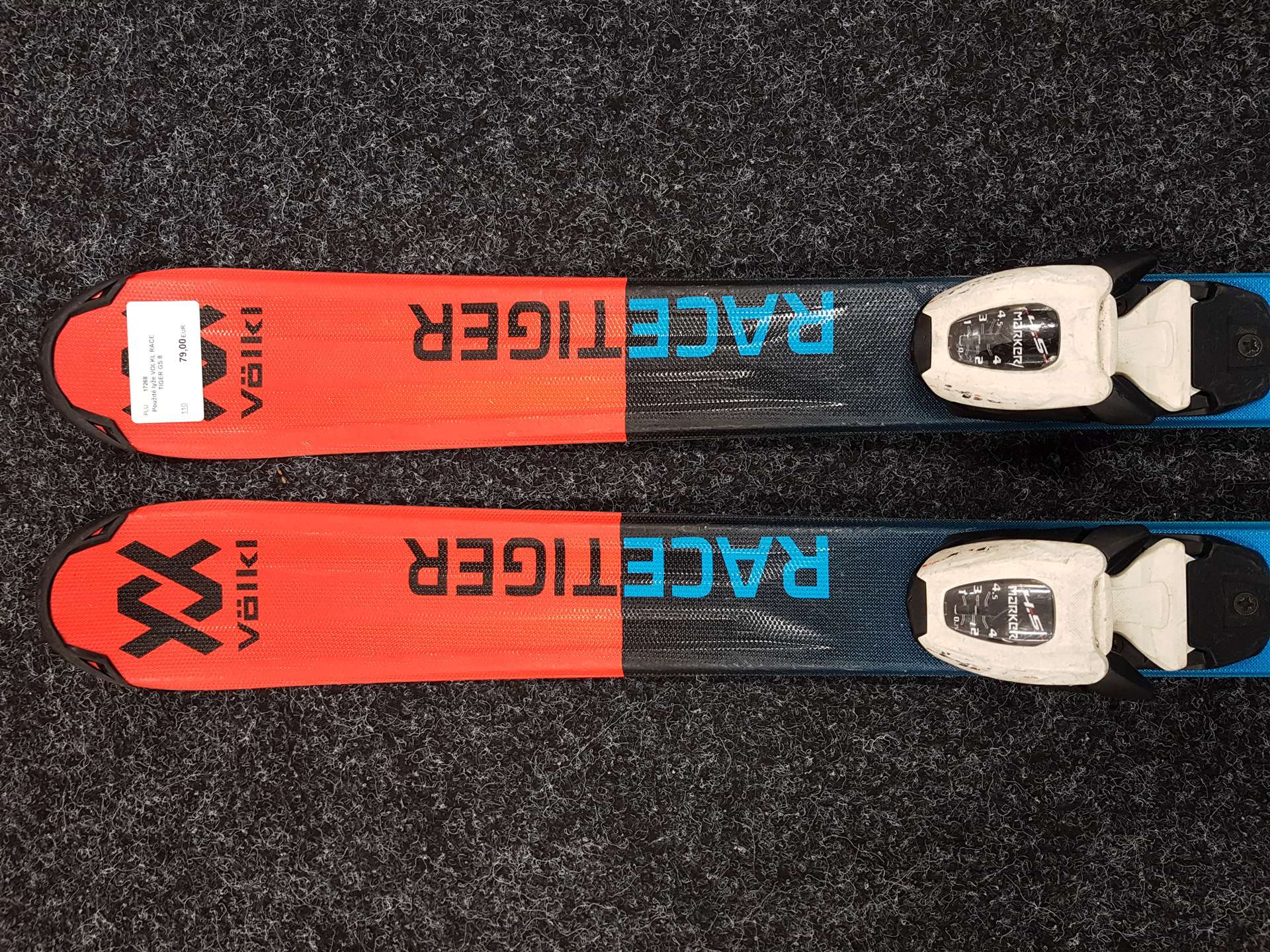 Použité detské lyže VOLKL RACE TIGER GS 10 + viazanie Marker 4.5
