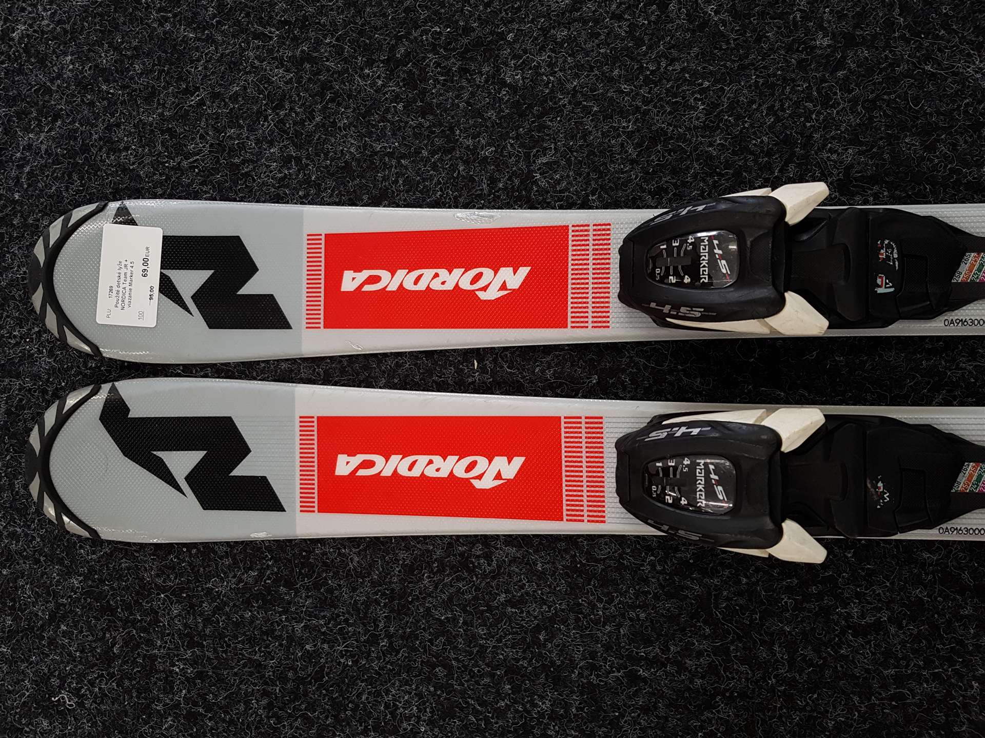 Použité detské lyže NORDICA Team JR + viazanie Marker 4.5