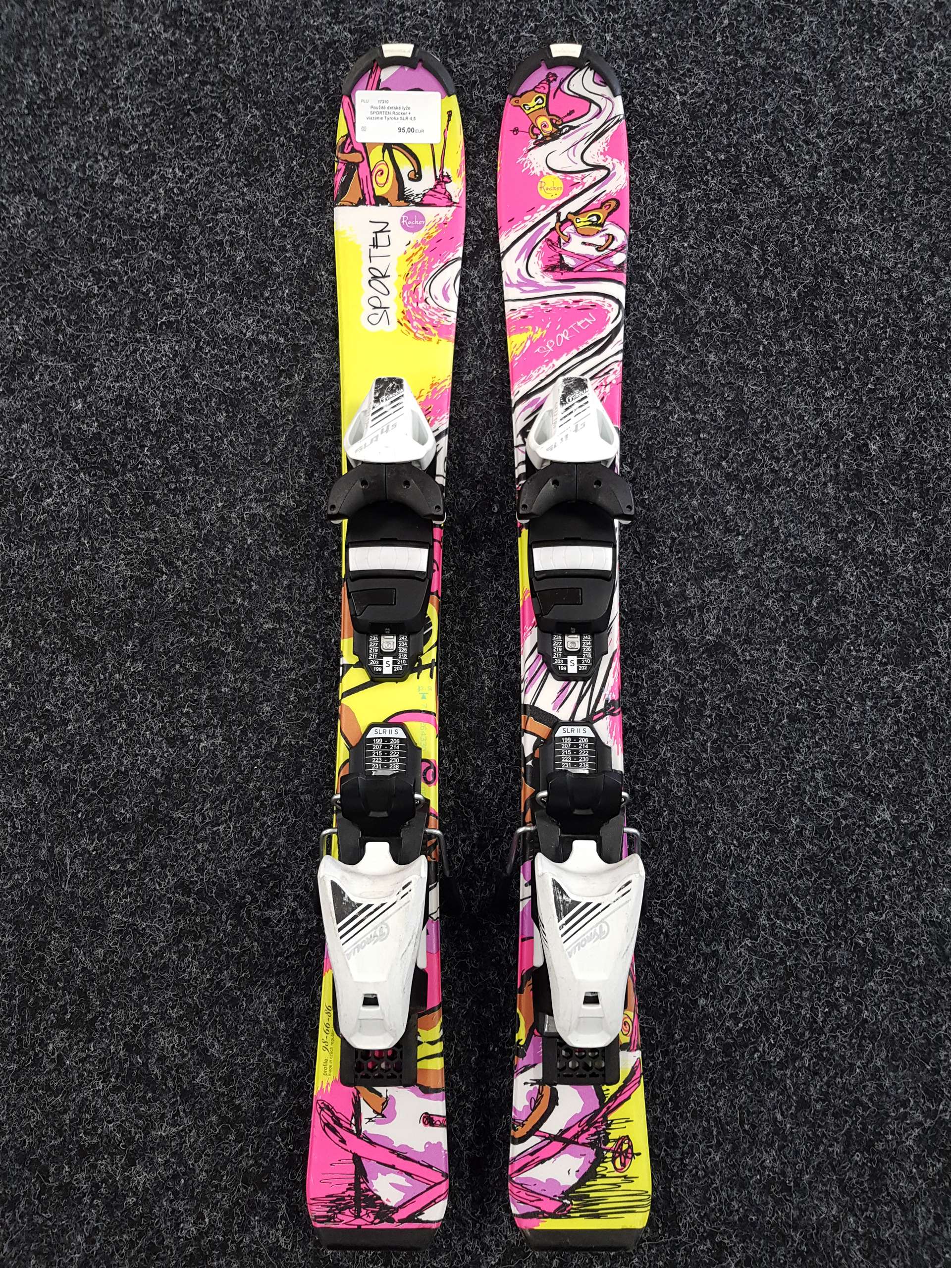 Použité detské lyže SPORTEN Rocker + viazanie Tyrolia SLR 4,5