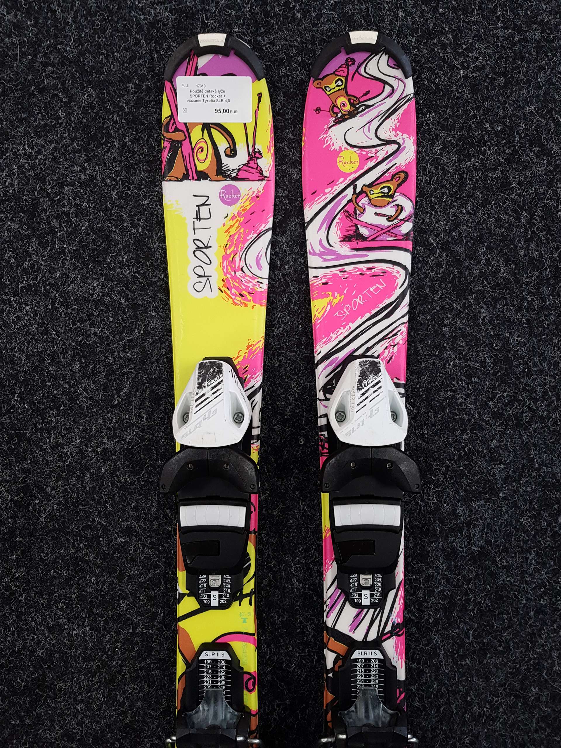 Použité detské lyže SPORTEN Rocker + viazanie Tyrolia SLR 4,5