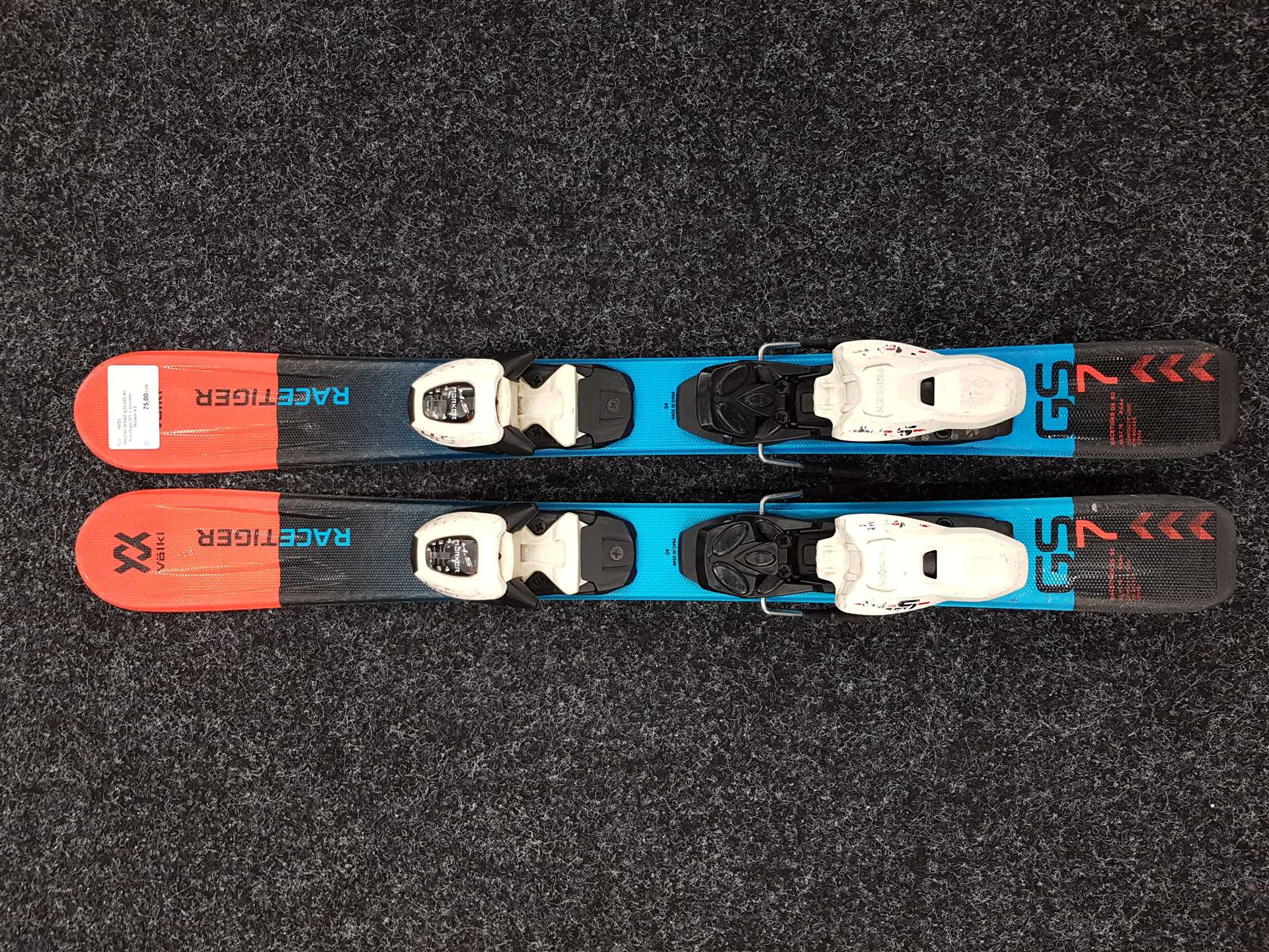 Použité detské lyže VOLKL Racetiger GS + viazanie Marker 4.5
