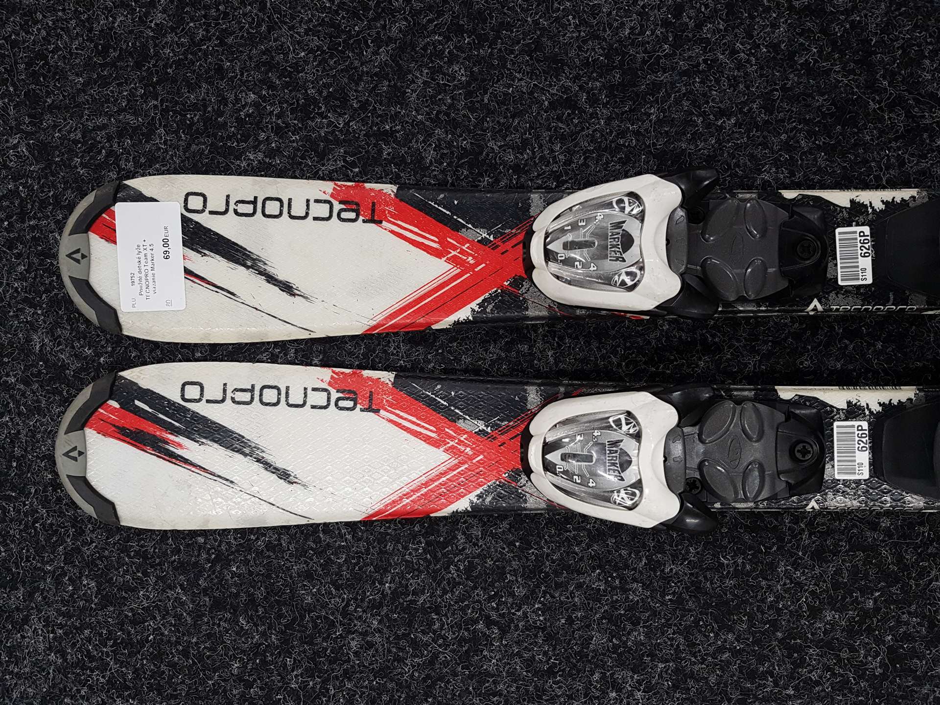 Použité detské lyže TECNOPRO Team XT + viazanie Marker 4.5