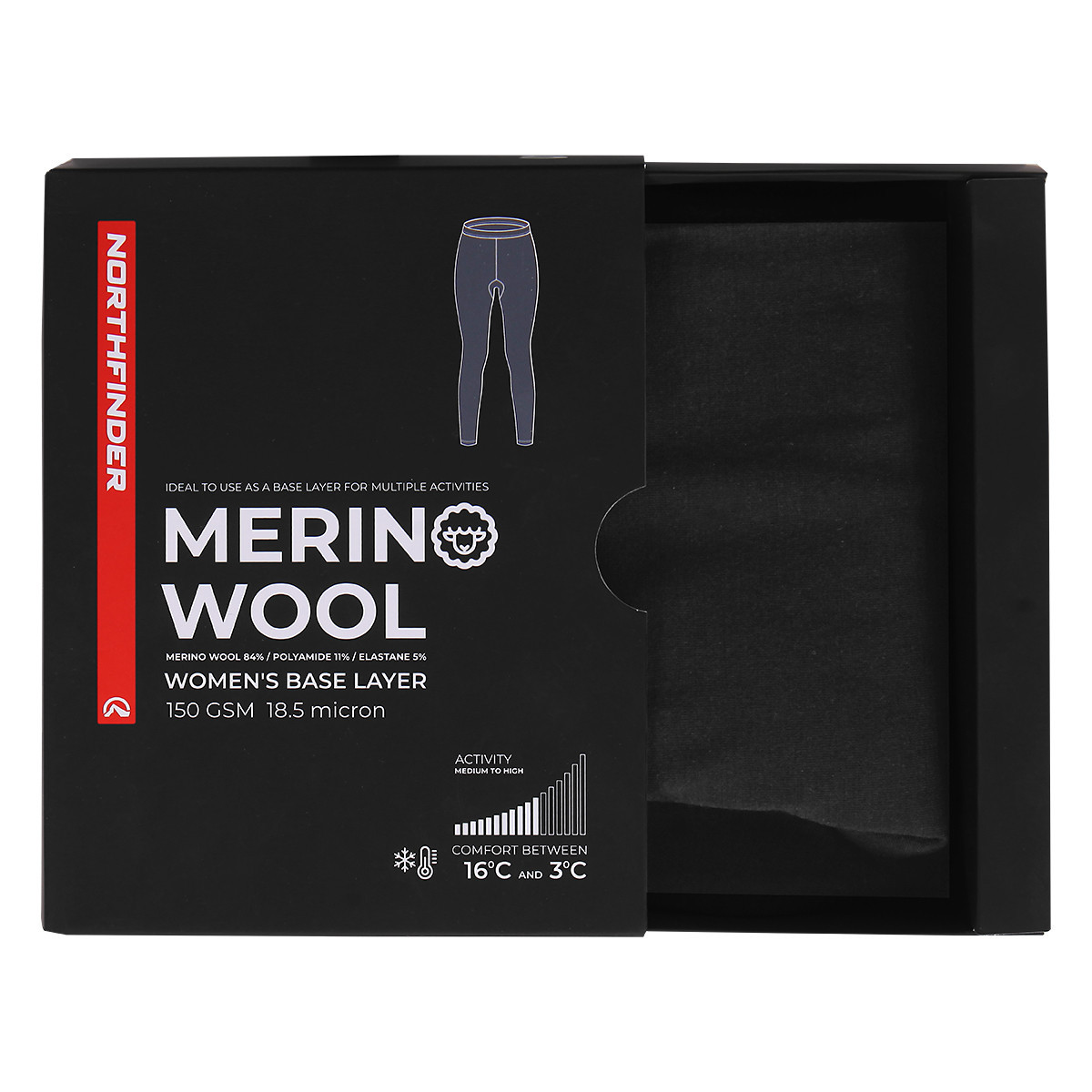 Dámske merino legíny Northfinder KENDAL NO-6051SNW Merino Black