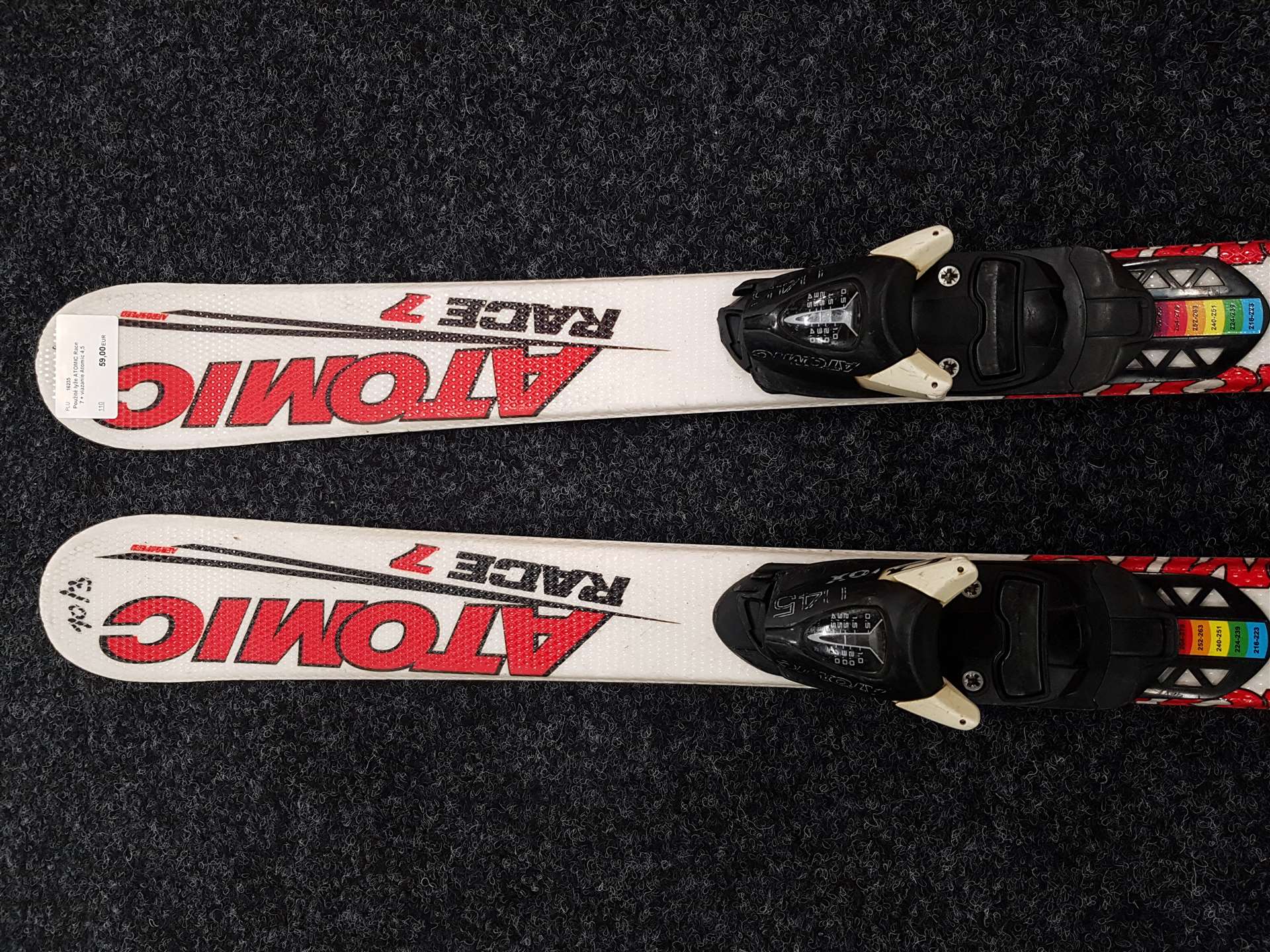 Použité lyže ATOMIC Race 7 + viazanie Atomic 4,5