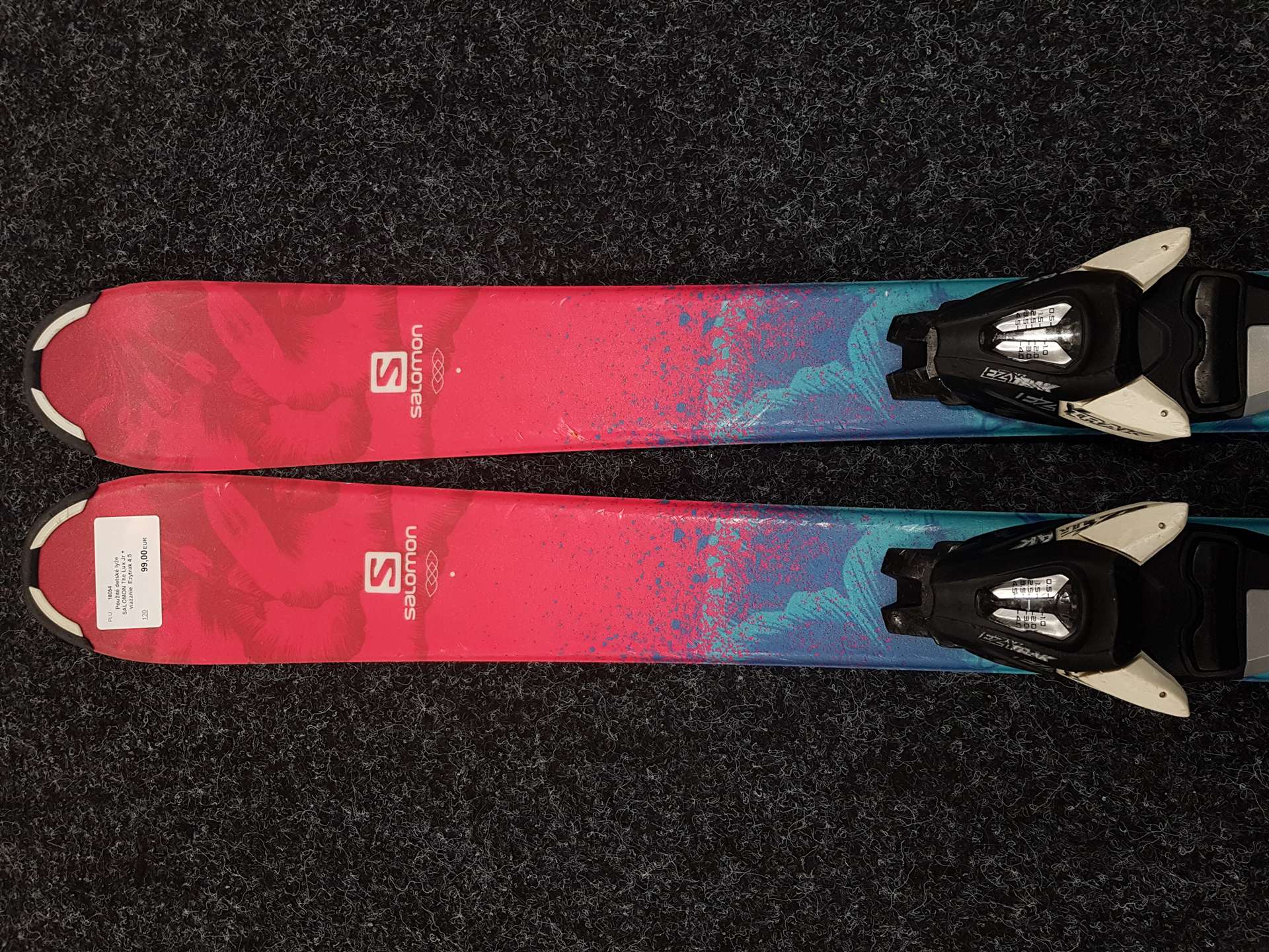 Použité detské lyže SALOMON The Lux Jr + viazanie  Ezytrak 4.5
