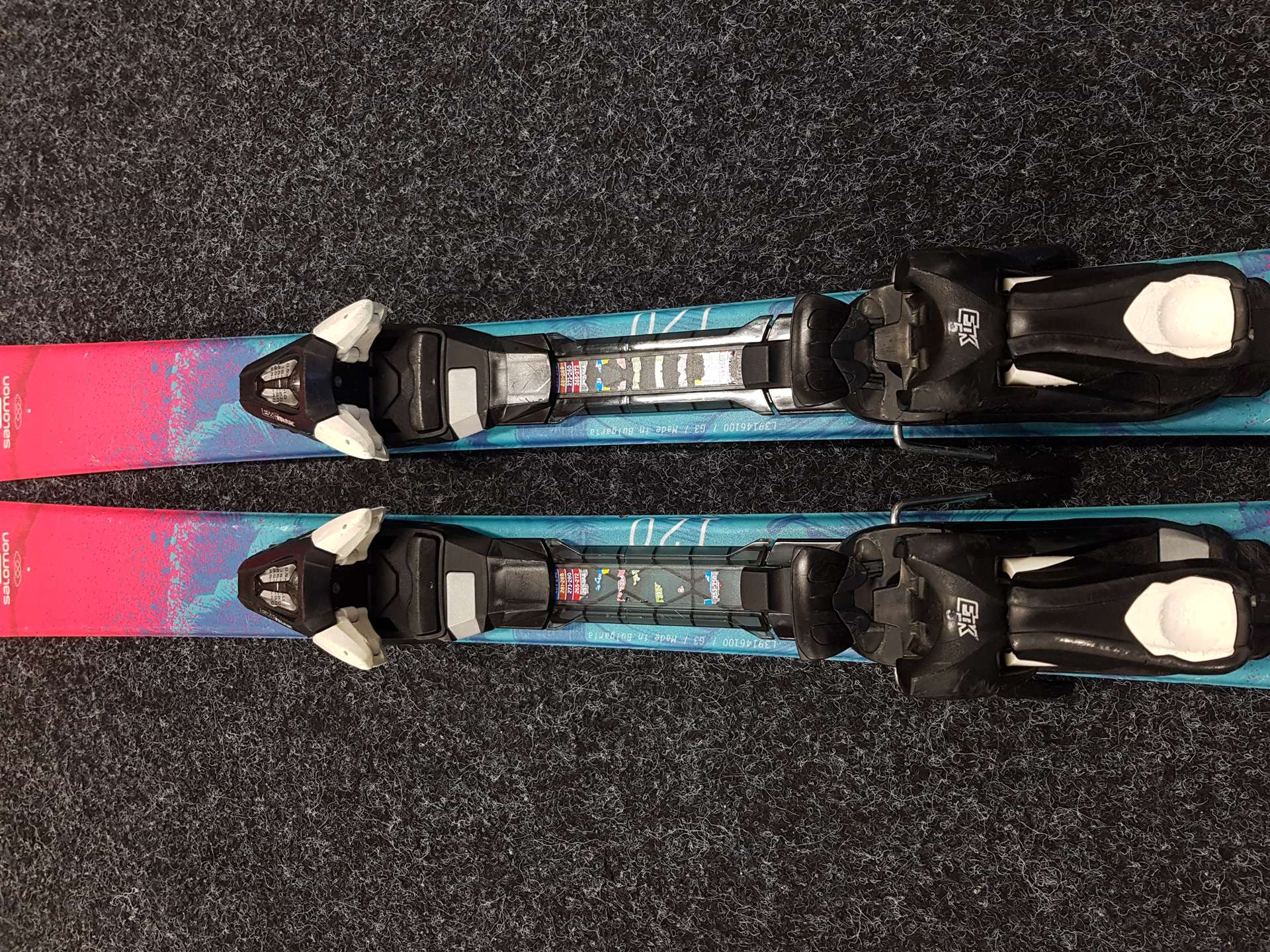 Použité detské lyže SALOMON The Lux Jr + viazanie  Ezytrak 4.5