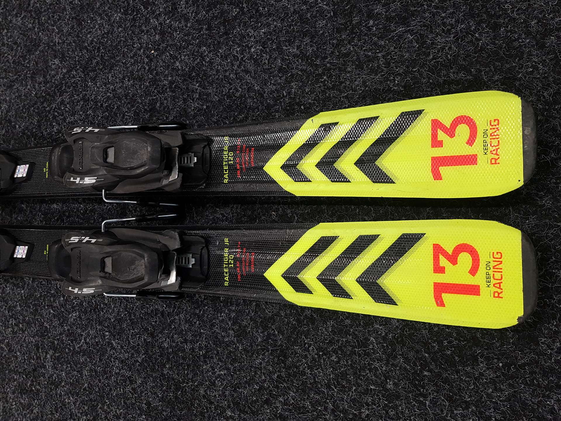 Použité detské lyže VOLKL Race Tiger + viazanie Marker 4.5