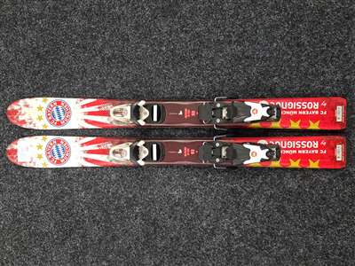 Použité detské lyže ROSSIGNOL FC Bayern München + viazanie Rossignol Comp kid 2,