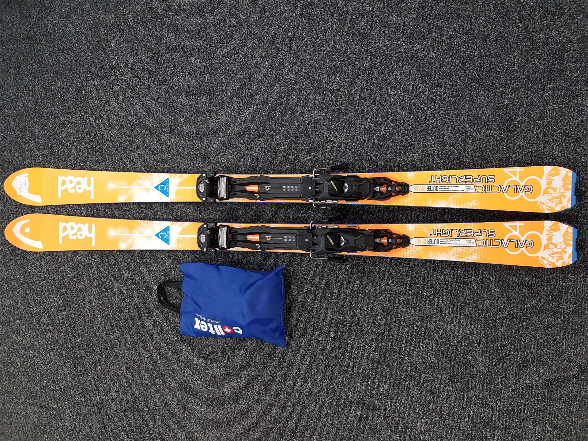 Použité skialpové lyže Head Galactic Superlight + Tyrolia 14 + Použité pásy