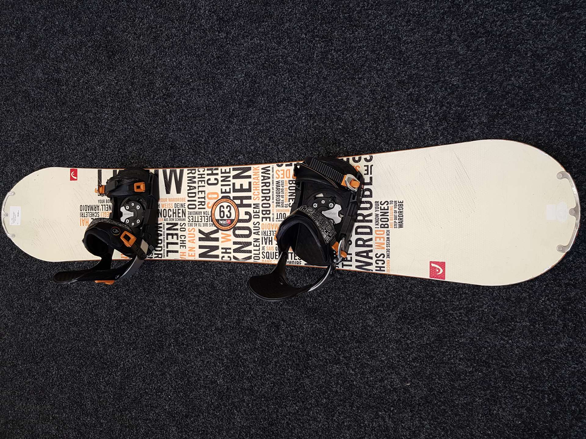 Použitý snowboard HEAD Knochen 63 + viazanie Head veľkosť L