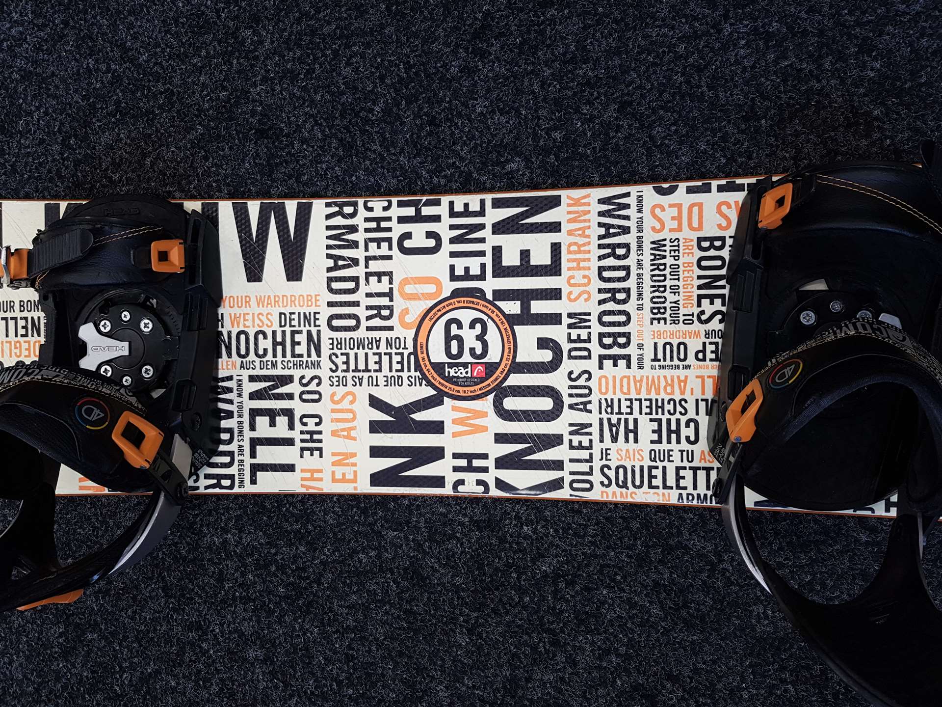 Použitý snowboard HEAD Knochen 63 + viazanie Head veľkosť L