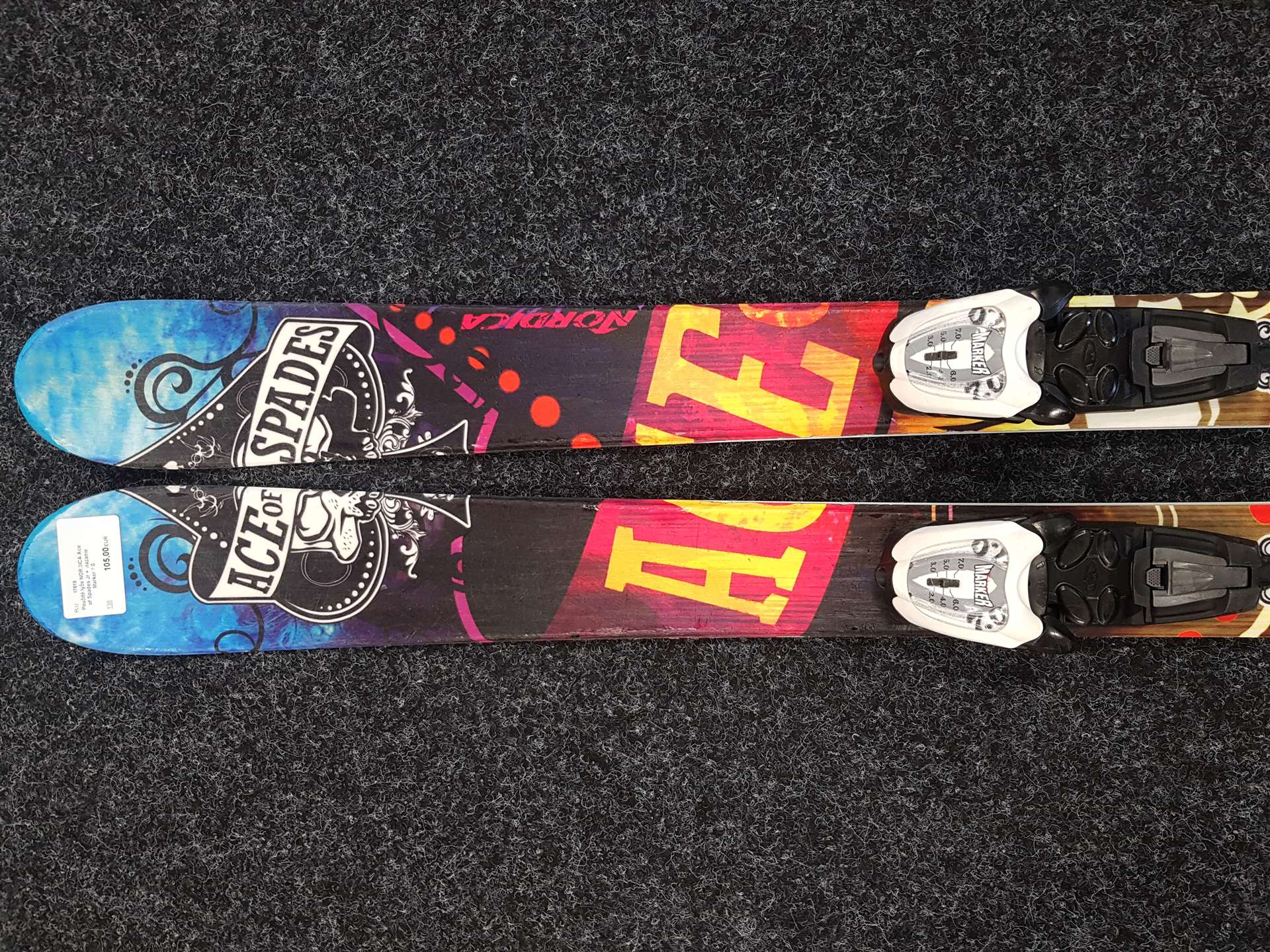 Použité freestyle  lyže NORDICA Ace of Spades Jr + viazanie Marker 7.0