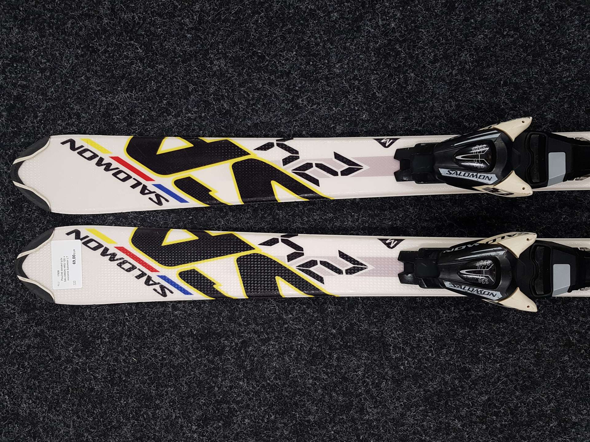 Použité detské lyže SALOMON HRS 120 + viazanie Salomon L7