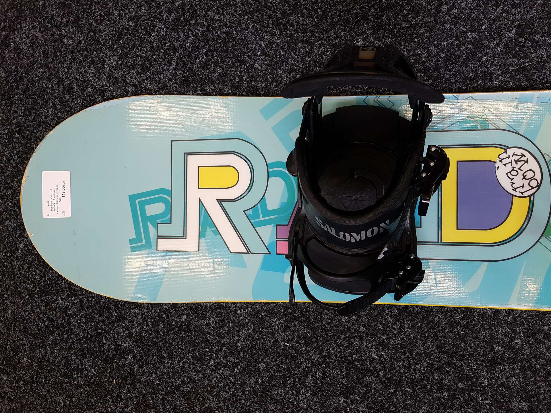 Použitý snowboard RADICAL Rainbow + viazanie Salomon veľkosť S/XS