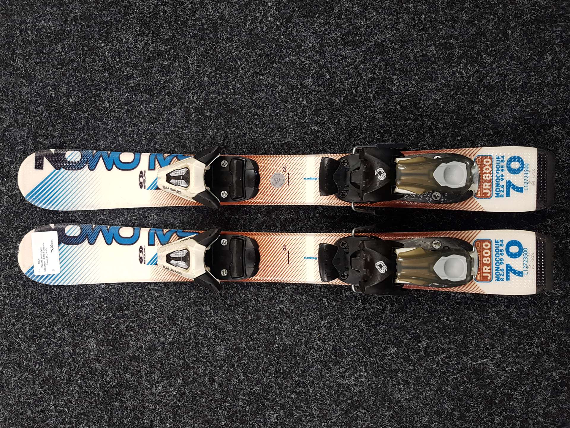 Použité detské lyže SALOMON JR800 + viazanie Salomon CS 4.5